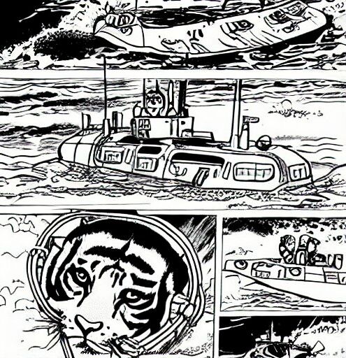 Tiger in einem U-Boot