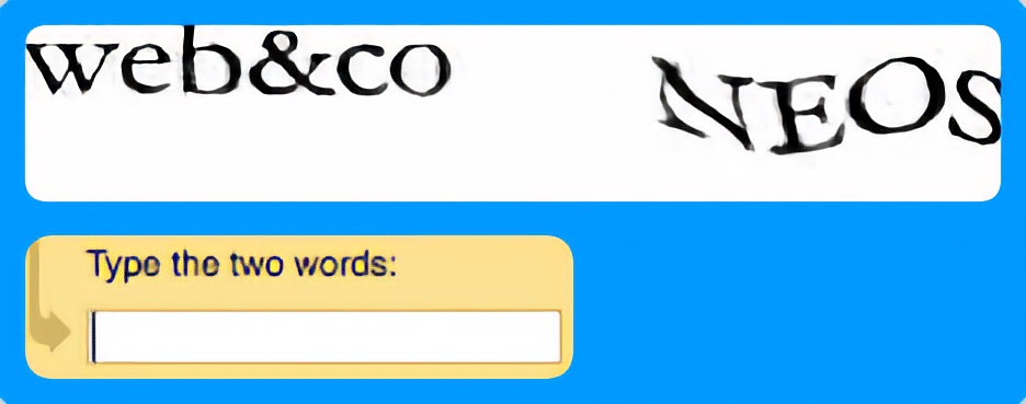Textbasiertes Captcha Eingabefeld für Schriftzeichenerkennung